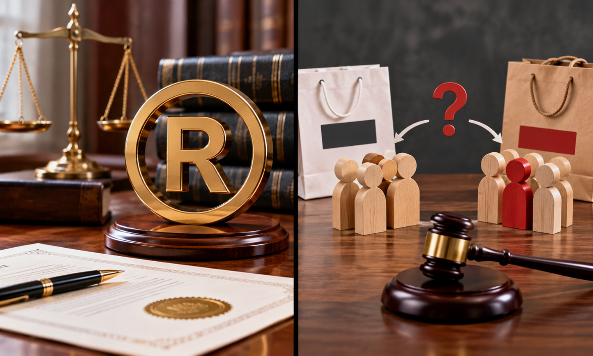 Similar branded products illustrating key legal differences.